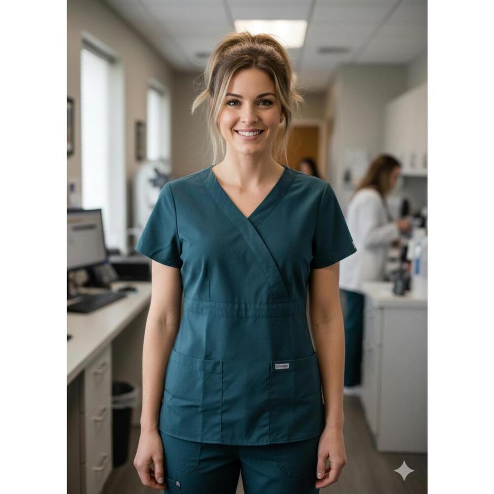 Womens Greys Anatomy Scrub Top Solid Gray Button Side S Small Style 4153